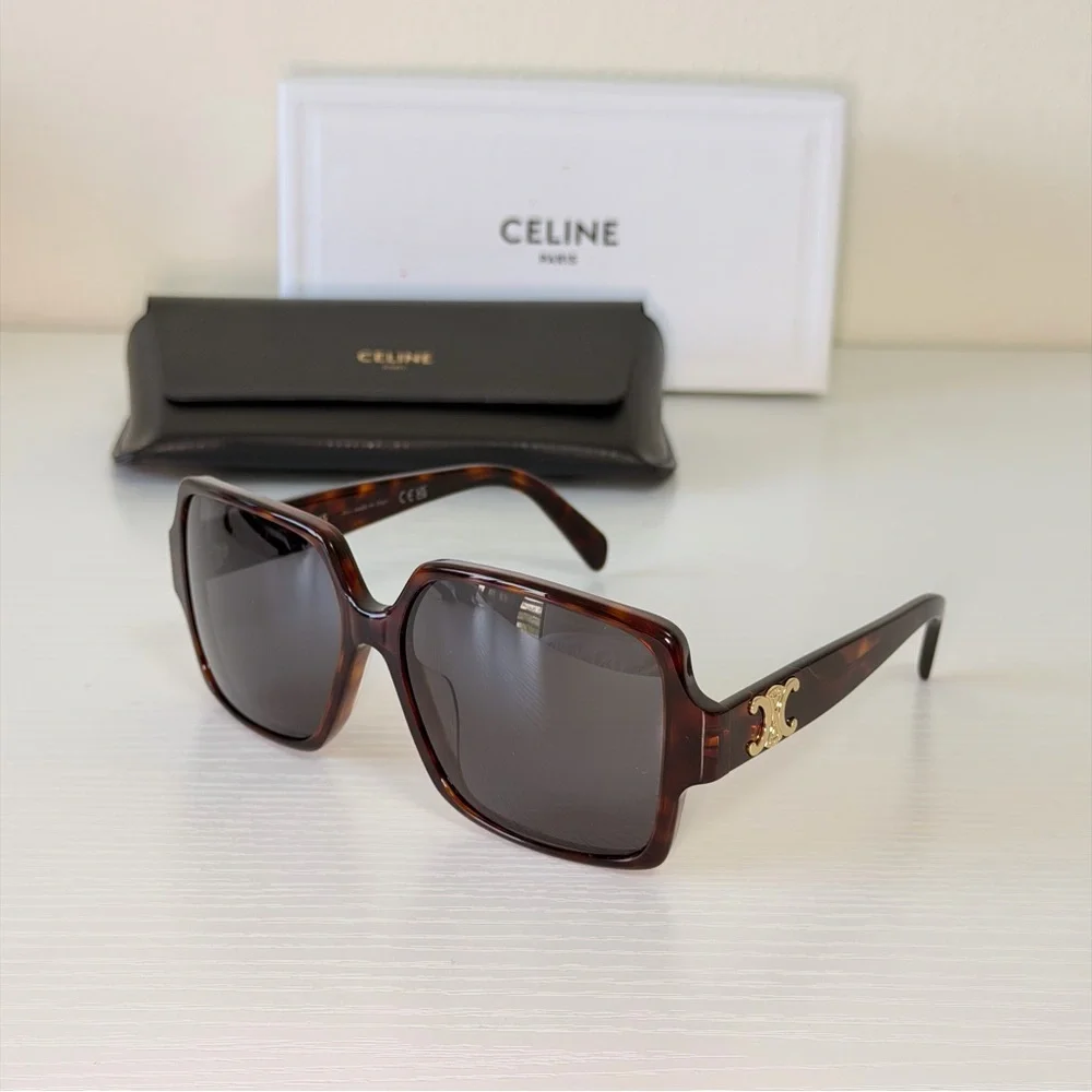 New! Celine Brown Triomphe Sunglasses with Gold Detail, CL40316U 52A, Authentic - Picture 4 of 11